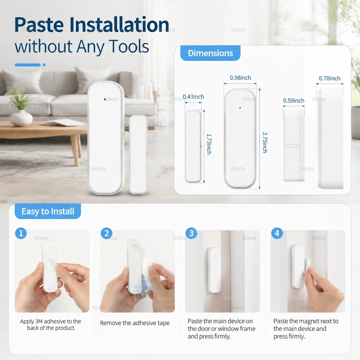 Zigbee Tür- und Fenstersensor, Sicherheitsalarm gegen Einbruch, Magnetischer Kontaktmelder für Smart Life, Alexa, Google Home, Tuya 2MQTT Hub – Detail 8