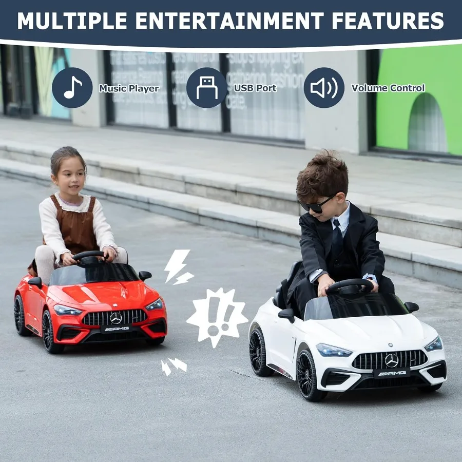 Licensed Kids Electric Car, Children Ride On Toy, Battey-Powered Vehicle with Parental Remote Control/Soft Start/3 Speeds/Horn &