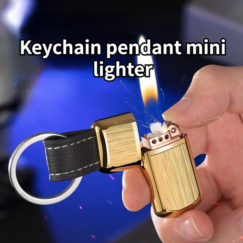 

New Outdoor Keychain Lighter Mini Grinding Wheel Kerosene Lighter Retro Metal Kerosene Lighter Men's Gift