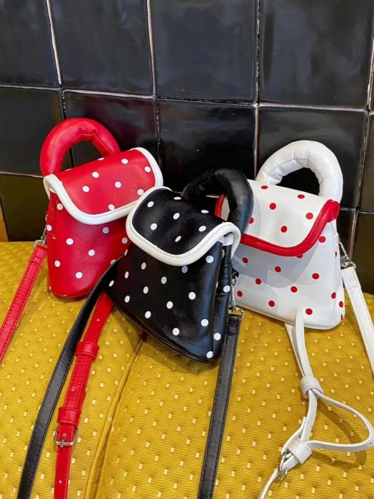 Cute Dots Pu Leather Small Bag Handbag Crossbody Bags Women Commute Shoulder Bag