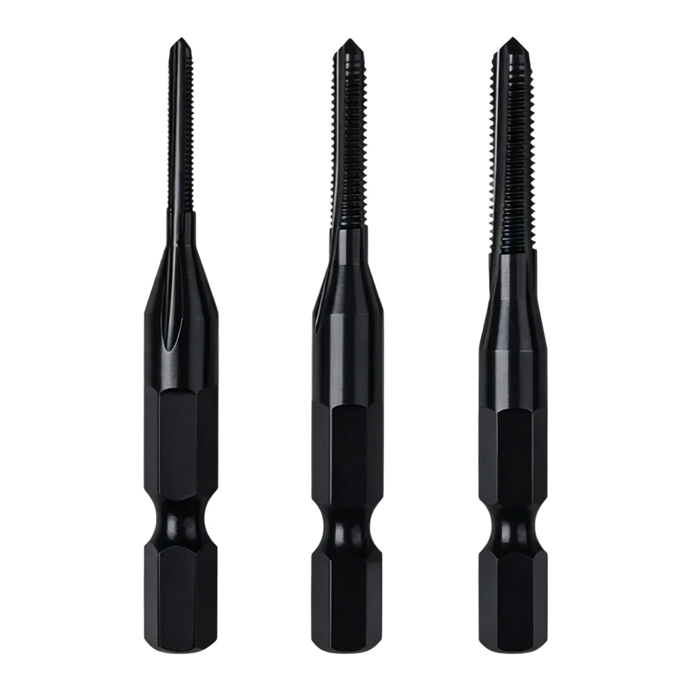 For fluted Groove Geometry HSS for tap Set with Hex Shank for Improved Heat Dissipation and Chip Removal in Metal Threading