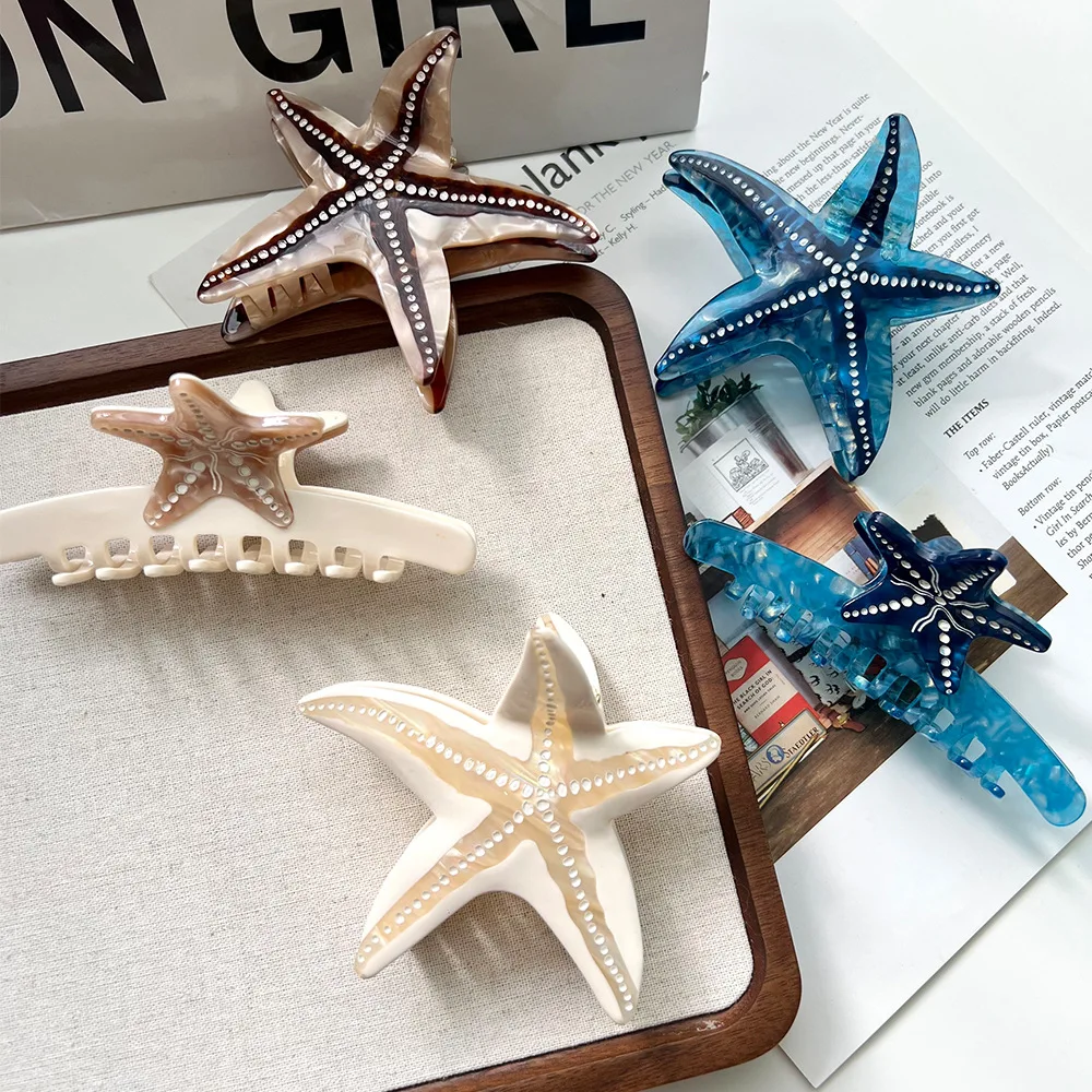 

DS New Ocean Series Starfish Acetate Hair Claw Summer Beach Starfish Claw Clip Crab Hair Clip for Women Girls Hair Accessories