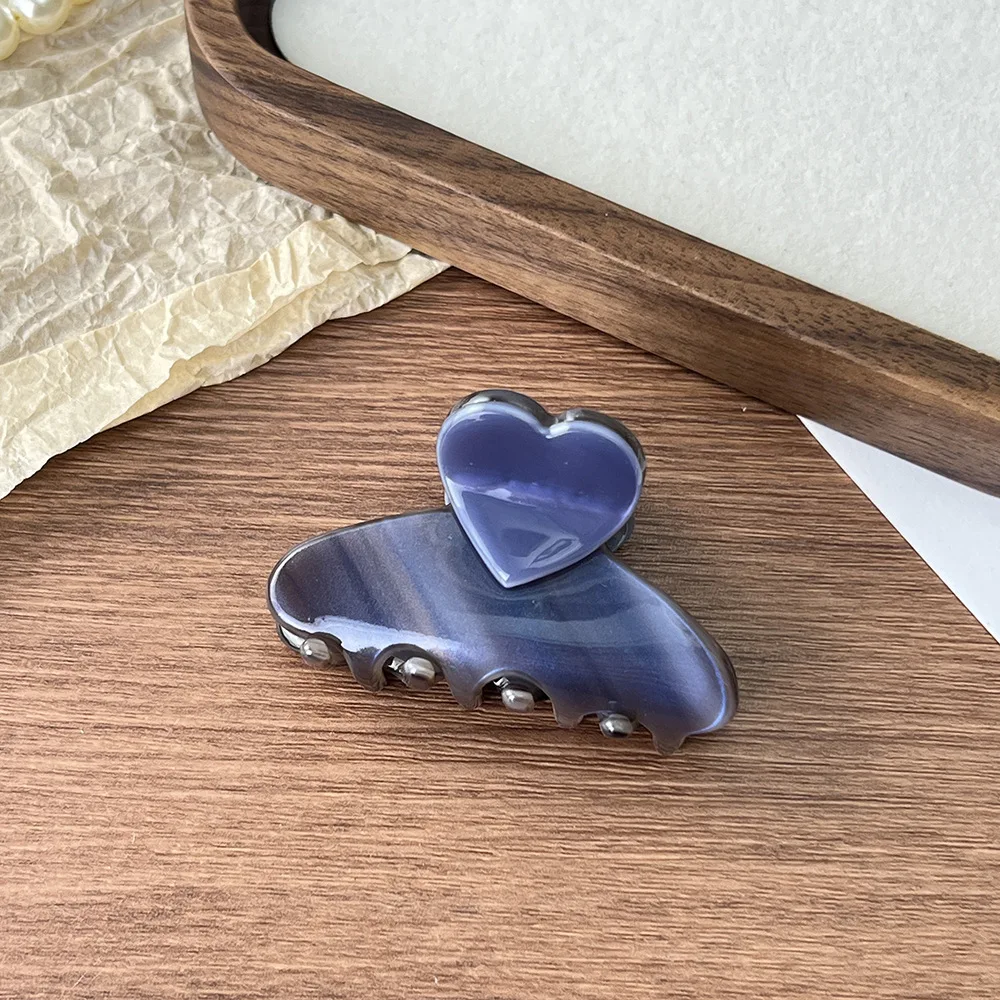 1 Stück Koreanische Acetat-Haarspange, Französische Elegante Halb-Haarspange mit Liebesmotiv, Hochwertige Haarklammer für Pony, Kopfschmuck – Detail 5
