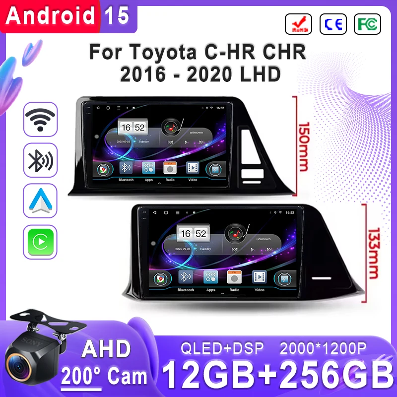 

Android 15 For Toyota C-HR CHR 2016 - 2020 LHD Multimedia Stereo Head Unit Plug & Play 2K Incell Screen Navigation Player DVD BT