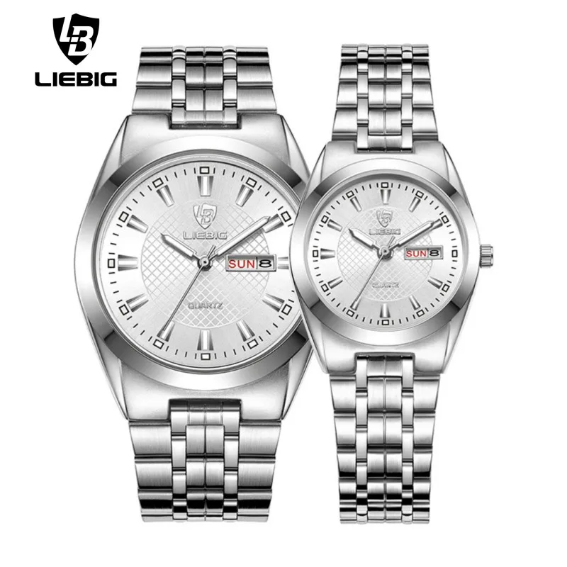 LIEBIG-Reloj de pulsera de cuarzo para hombre y mujer, cronógrafo de lujo para amantes del oro, resistente al agua, 3bar, L1020