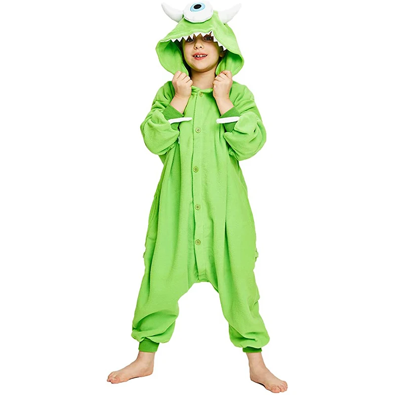 بيجامة مونستر يونيفرسي مايك ذا فوتد للأطفال، زي أداء مسرح الهالوين، بدلة من قطعة واحدة