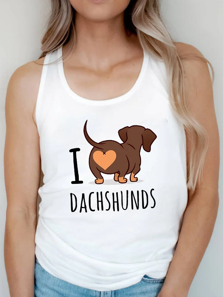 

Майка женская летняя с надписью «I Love Dachshund Dog Mama»