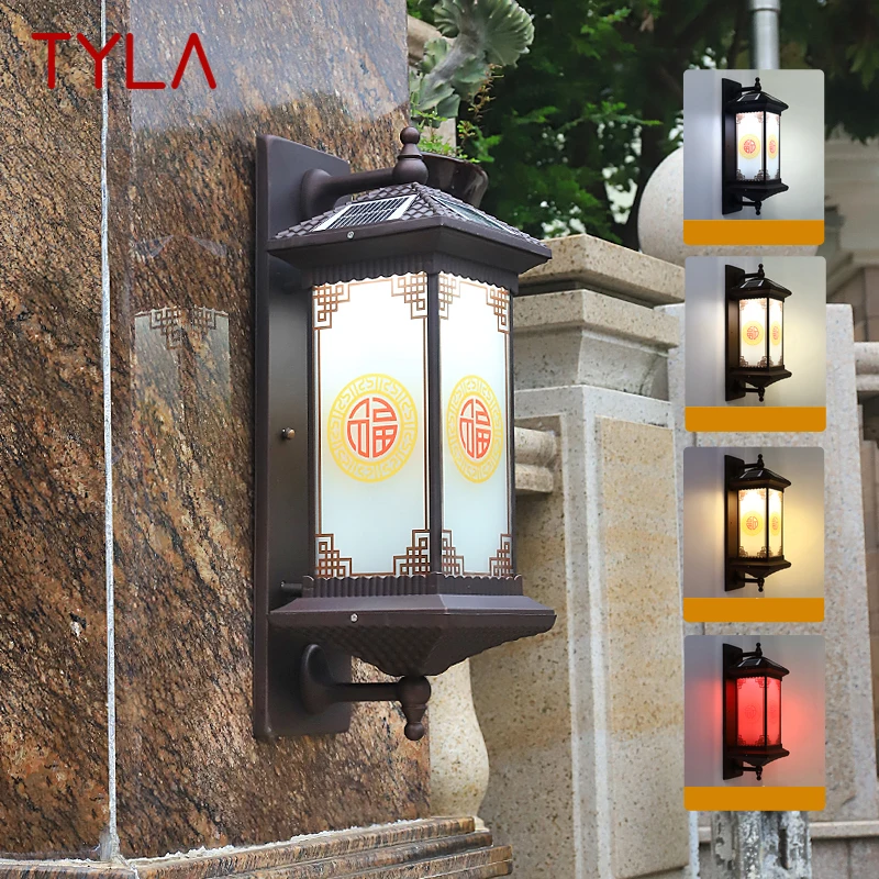 TYLA Solar Wall Lamp Vintage Outdoor Sconce LED Waterproof IP65 for Home Courtyard Balcony Lighting Decor