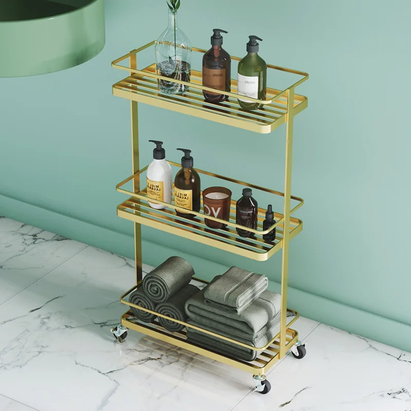 

Floor rack Bathroom trolley Movable wheeled storage rack Toilet crevice storage cart rack