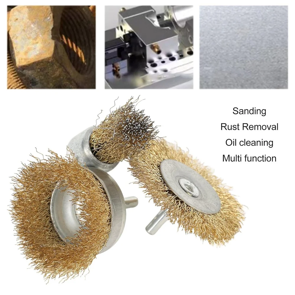 3Pcs Total Cordless Drill Wire Brushes Stainless Steel Material Operating Surfaces for Rust and Paint Removal Burr Removal Suita