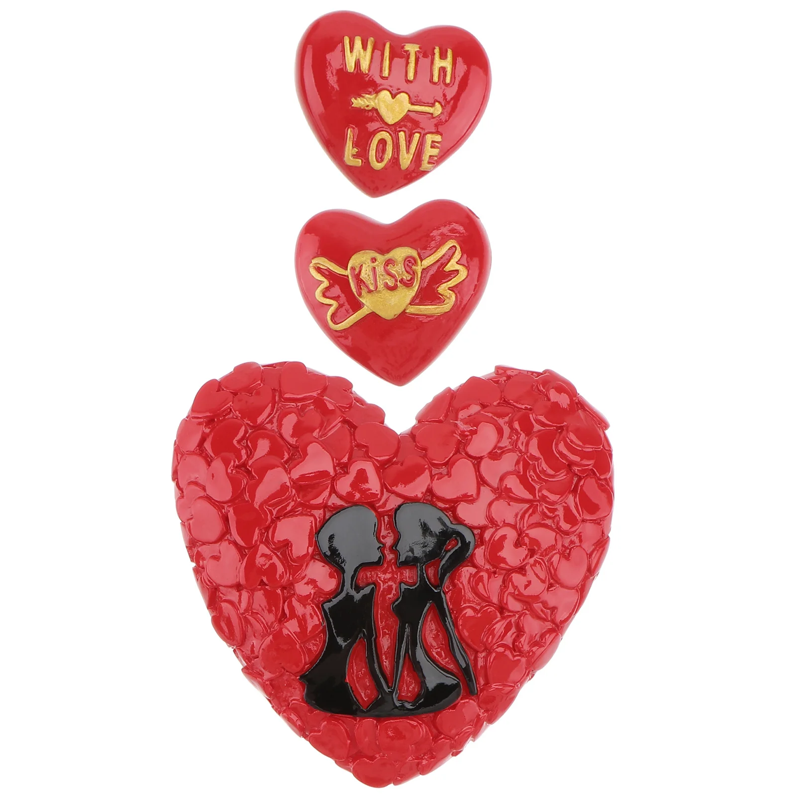 

3pcs Love Heart Refrigerator Magnets Resin Fridge Stickers For Home Kitchen Office Cafe Bakery Waterproof Decorative
