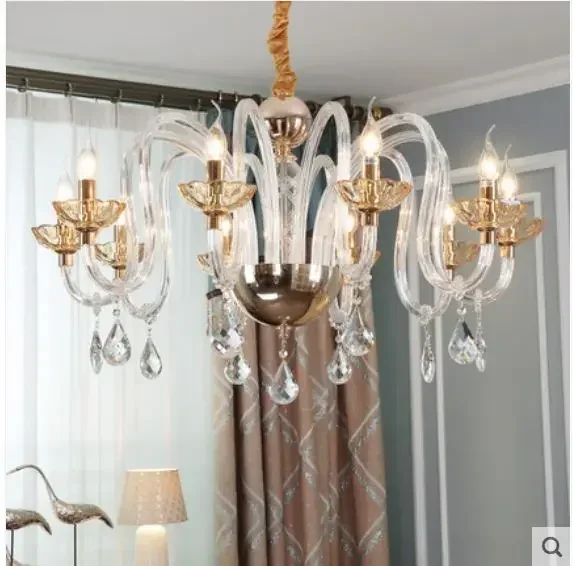 European crystal chandelier light luxury simple atmosphere living room lighting glass bed lamp creative dining