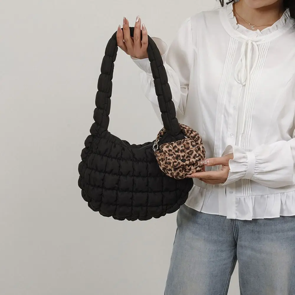 

Portable Solid Color Cloud Pleated Coin Purse Mini Handbag Sling Bag Pendant Hanging Quilted Small Wallet Change Storage Bag
