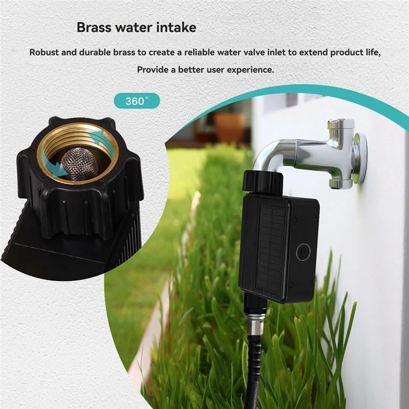 BTLIFE-Tuya Smart Home Wifi Timed Irrigation Water Valve IP65 Waterproof With Brass Inlet Solar Powered Irrigator