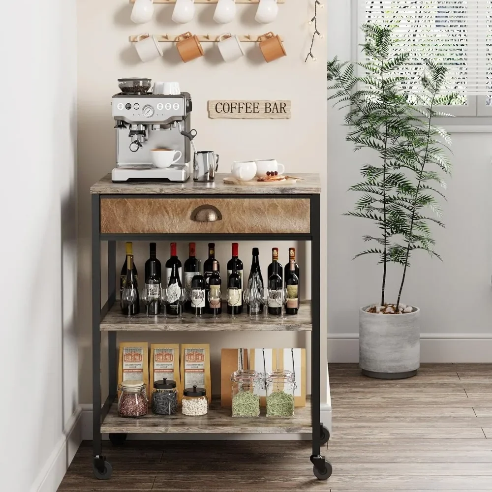Coffee Bar Cabinet with Storage,3 Tier Coffee Bar Carts for The Home Buffets & Sideboards,Coffee Station Corner Table