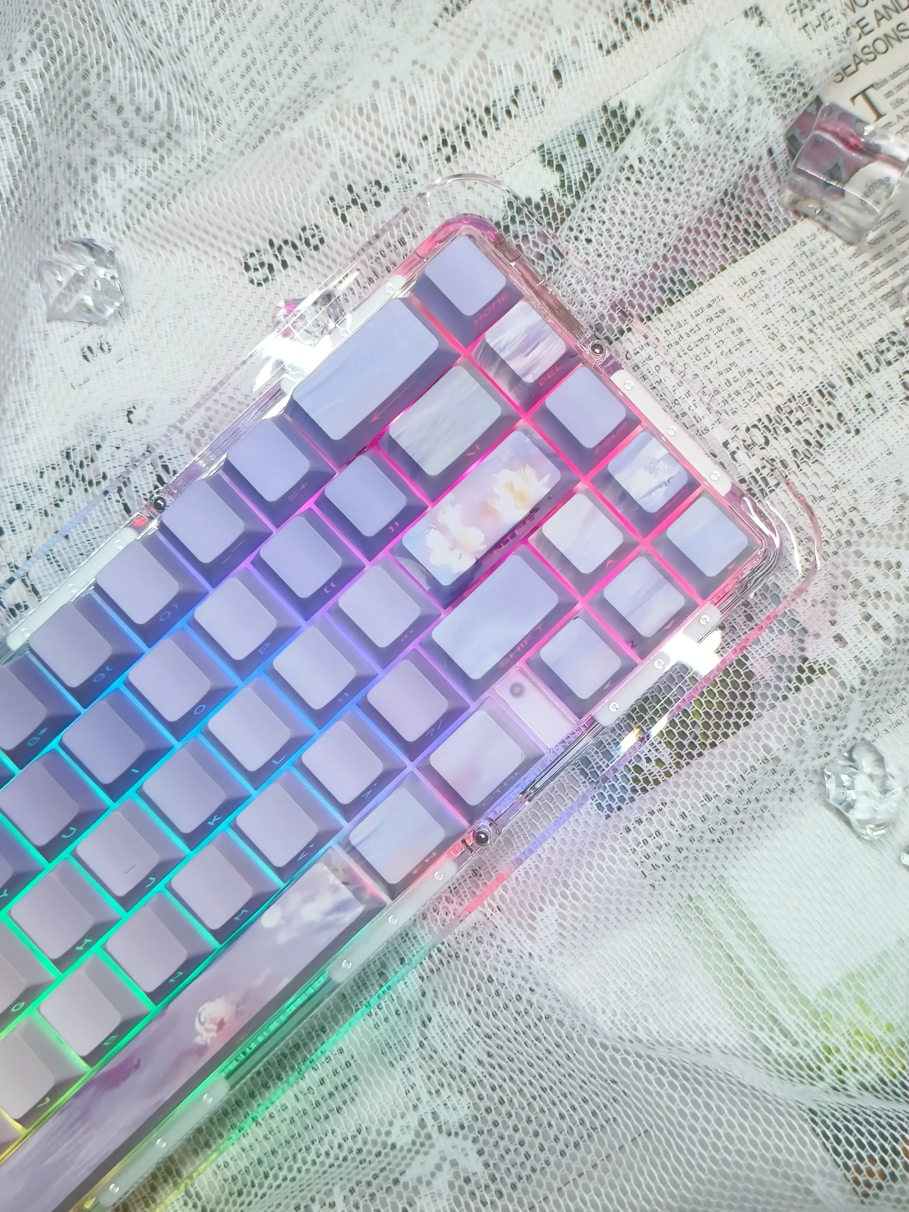 Purple engraved side engraved light-transmitting keycap engraved original factory height cute, suitable for mechanical keyboard