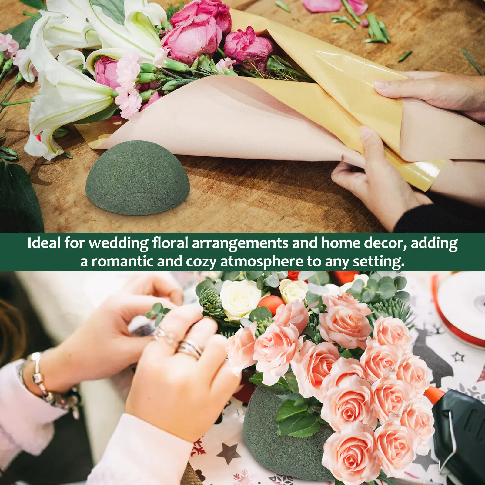 2Pcs 12Cm Floral Foam Sphere Wet Dry Absorbent Round Foam Ball for DIY Flower Arrangements Wedding Centerpiece Party Decoration view 6