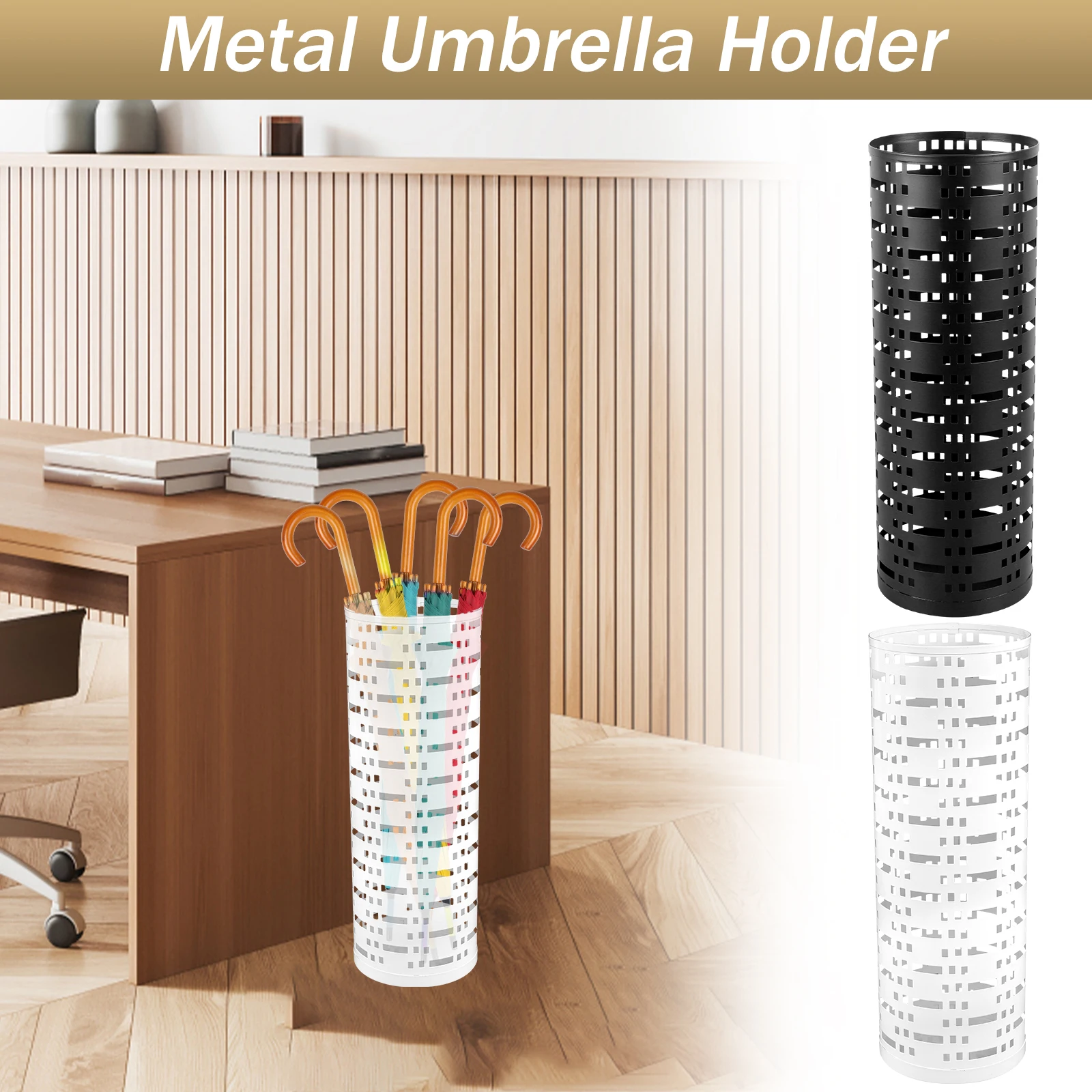 Umbrella Stand Rack Free Standing Round Metal Umbrella Holder Walking Sticks Umbrella Bins Waterproof Umbrella Storage Rack 16.5