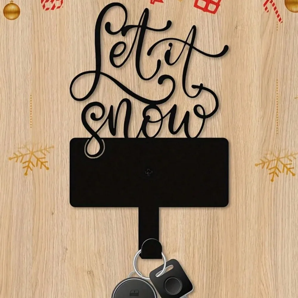 1 PC Snowing English Metal Hook - Decorative Hook for Hanging Keys Umbrellas Clothes Daily Necessities, Suitable for Living Room