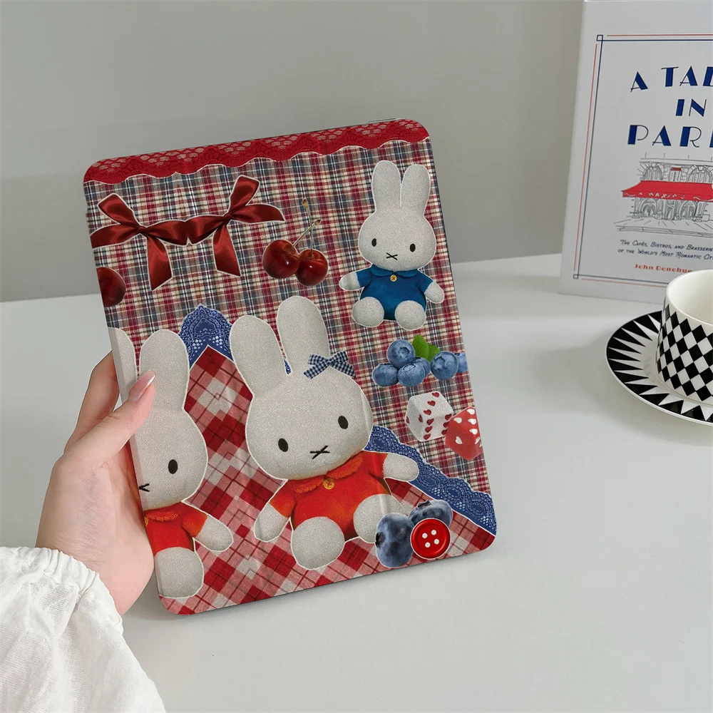 

Fashion Plaid Bunny for iPad Pro 11 inch 2025 2024 Air iPad 10th Air 5 4 10.9 Ipad 7 8 9 10.2 5 6 9.7 inch Air3 10.5 mini 6 Case