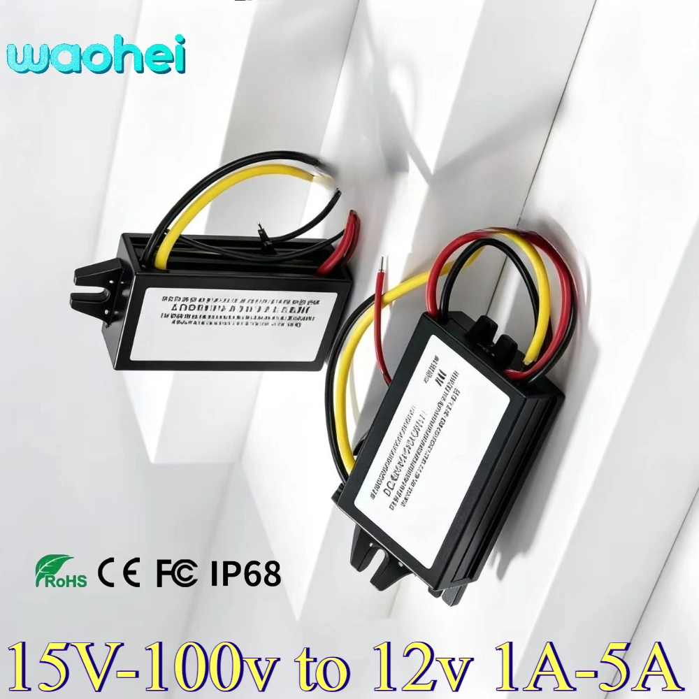 15V-100V 24V 36V 48V 60V 72V to 12V Step Down Buck 1A-5A 12V DC Converter Reducer Voltage Regulator for Golf Cart Car Device CE