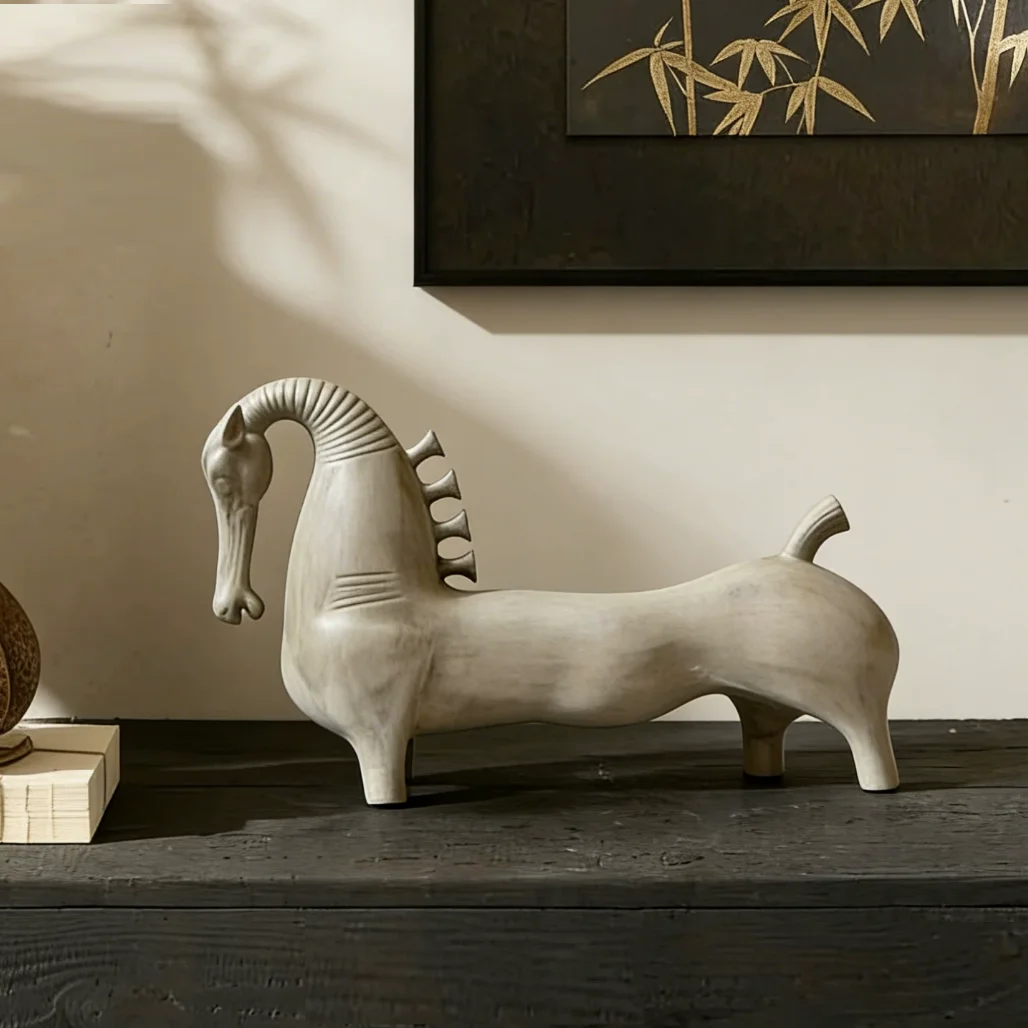 Wabi-Sabi Style Low Table Horse Chinese Decorative Ornaments for Home Living Room Study Room Artworks Crafts