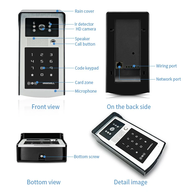 2MP 1080P Tuya APP WIFI Rifd Password TCP/IP Video Door Phone Wide Angle Intercom Visual Doorbell  Door Entry Camera