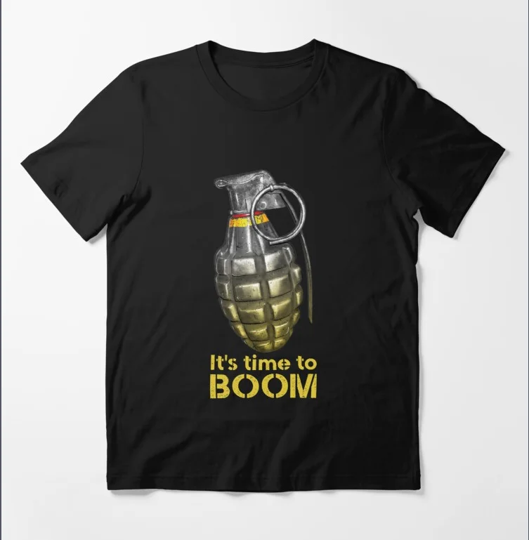 It's Time To Boom Tactical Cool Style Grenade T-Shirt 100% Cotton O-Neck Summer Short Sleeve Casual Mens T-shirt Size S-3XL