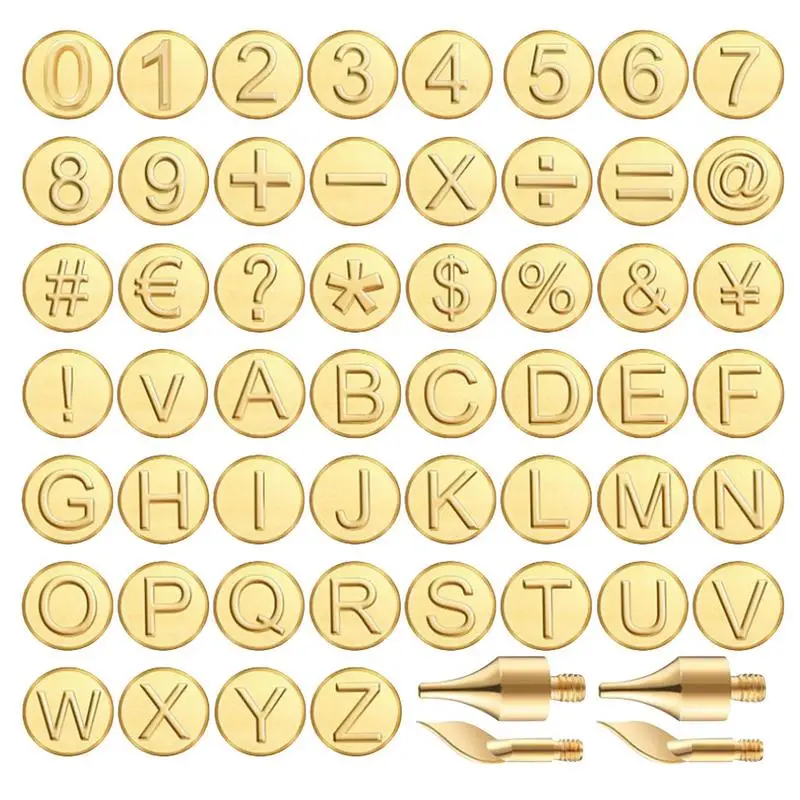 Wood Burning Tips 56pcs Wood Leather Burning Alphabet Numbers Leather Art Drawing Supplies For DIY For Patio Factory Living Room