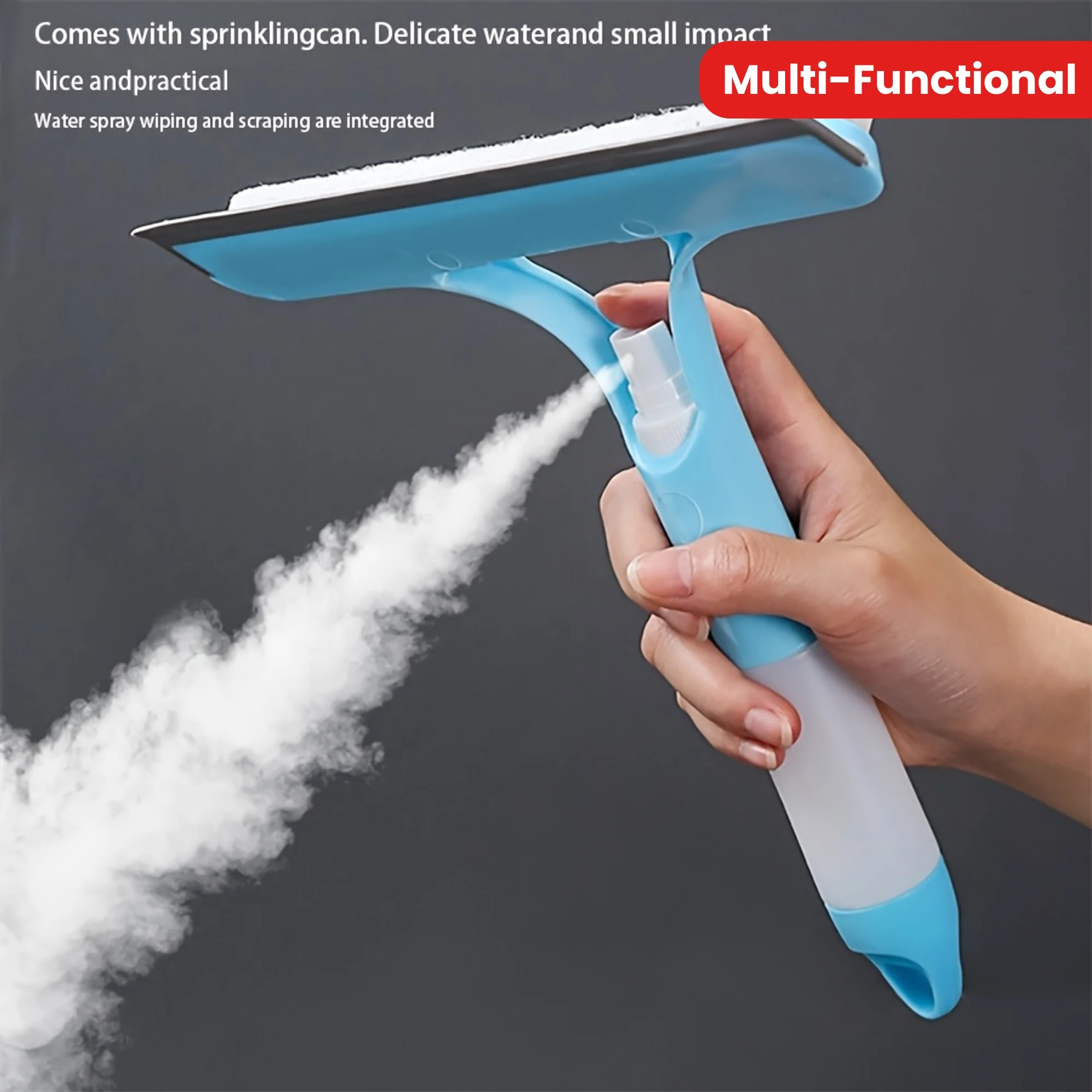 

3-in-1 Multi-Functional Glass Cleaning Tool - with Sprayer, Polypropylene PP-Plastic, for bathroom, kitchen, bedroom.