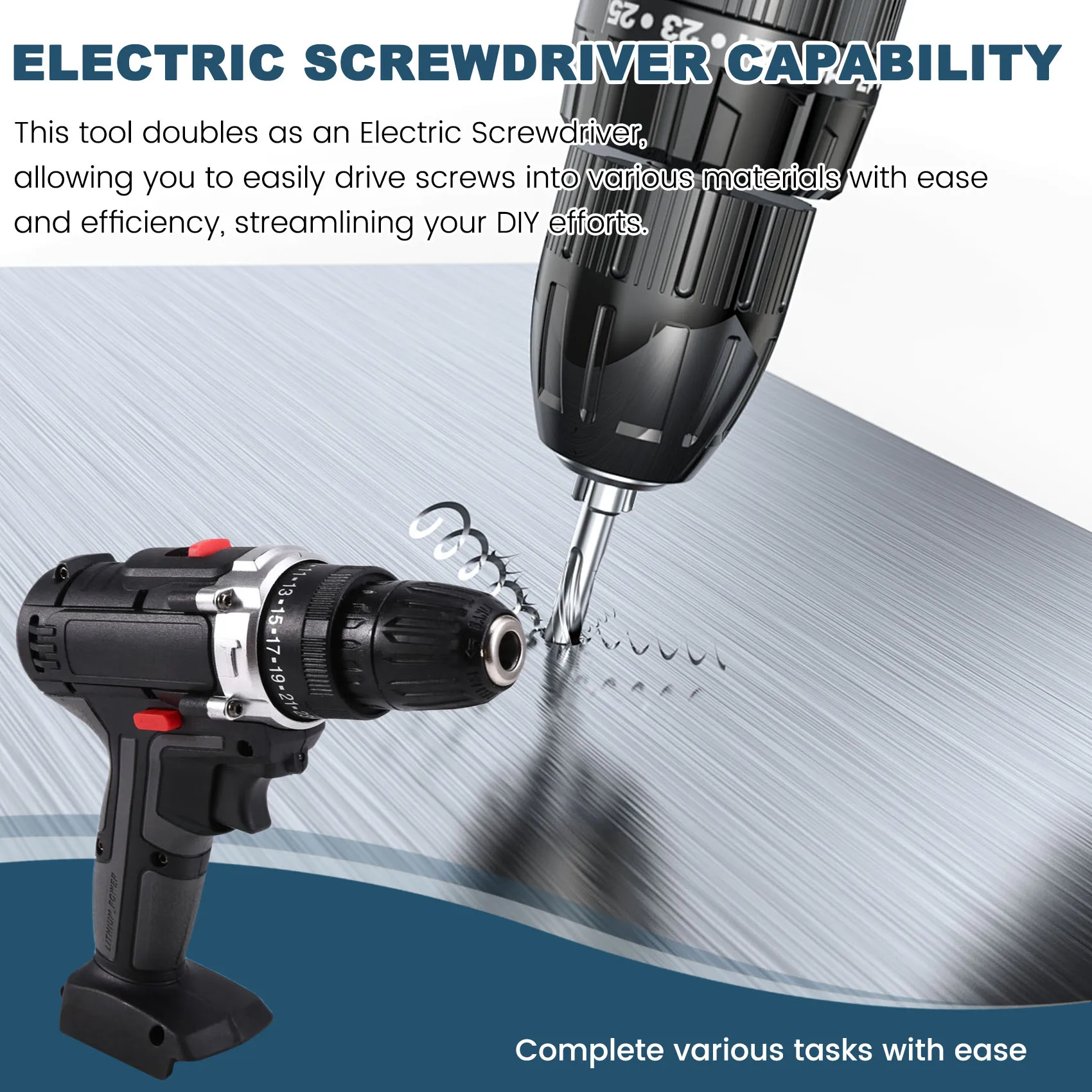 

High Quality-2-Speed Electric Drill Household Electric Drill Electric Screwdriver Cordless Drill Tools For 21V Wickes Battery,2-