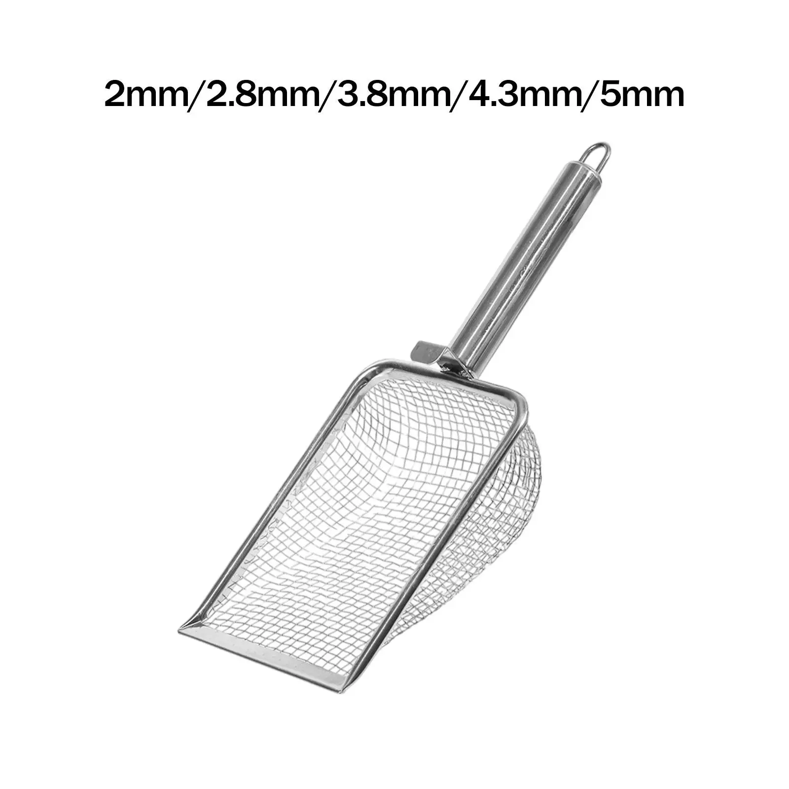 Herramienta de limpieza para paletas de arena para gatos, limpiador de arena para tamizar de acero inoxidable, pala de malla multifuncional de alta resistencia y práctica