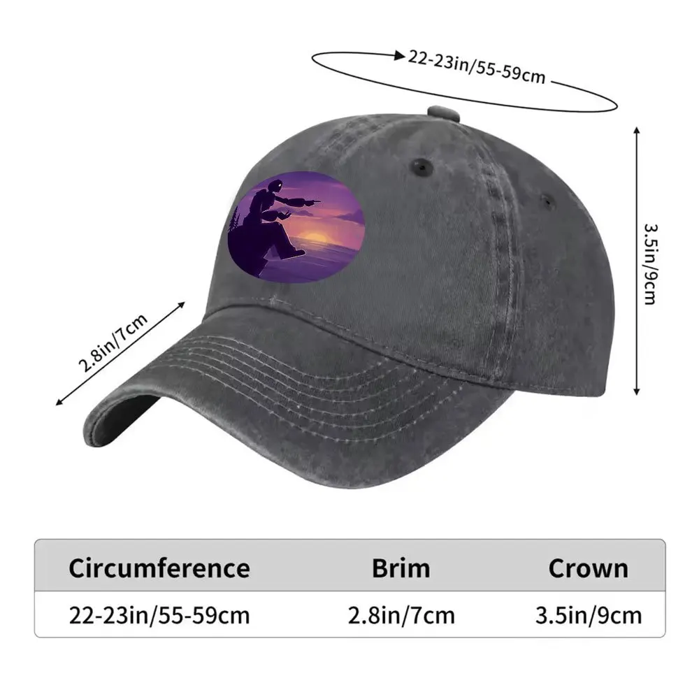 Robot Watching Sunset Washed Baseball Cap Unisex Casual Outdoor Cap for Daily Wear and Gifting