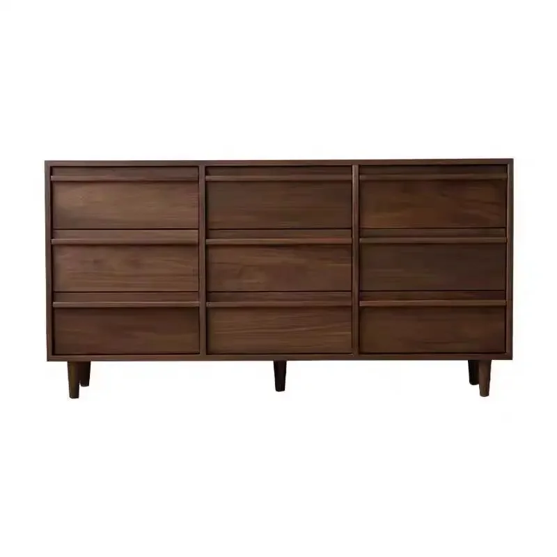 

medieval solid wood nine-chest cabinet, black walnut bedroom storage cabinet, modern simple bone line drawer