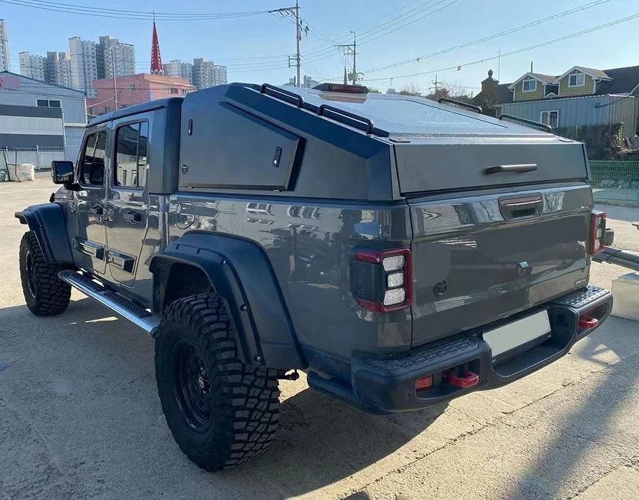 4x4 Offroad Accessories Hot Sale Steel Hardtop Topper Canopy Storage Box Slanted Cover with Window for jeep Gladiator JT Pickup