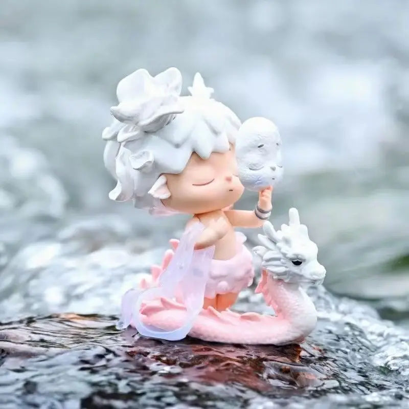 Mainan MIMI hitam asli baru, gaya Cina modern, kotak kejutan empat susunan waktu, mainan trendi, figurin lucu, hadiah figurin