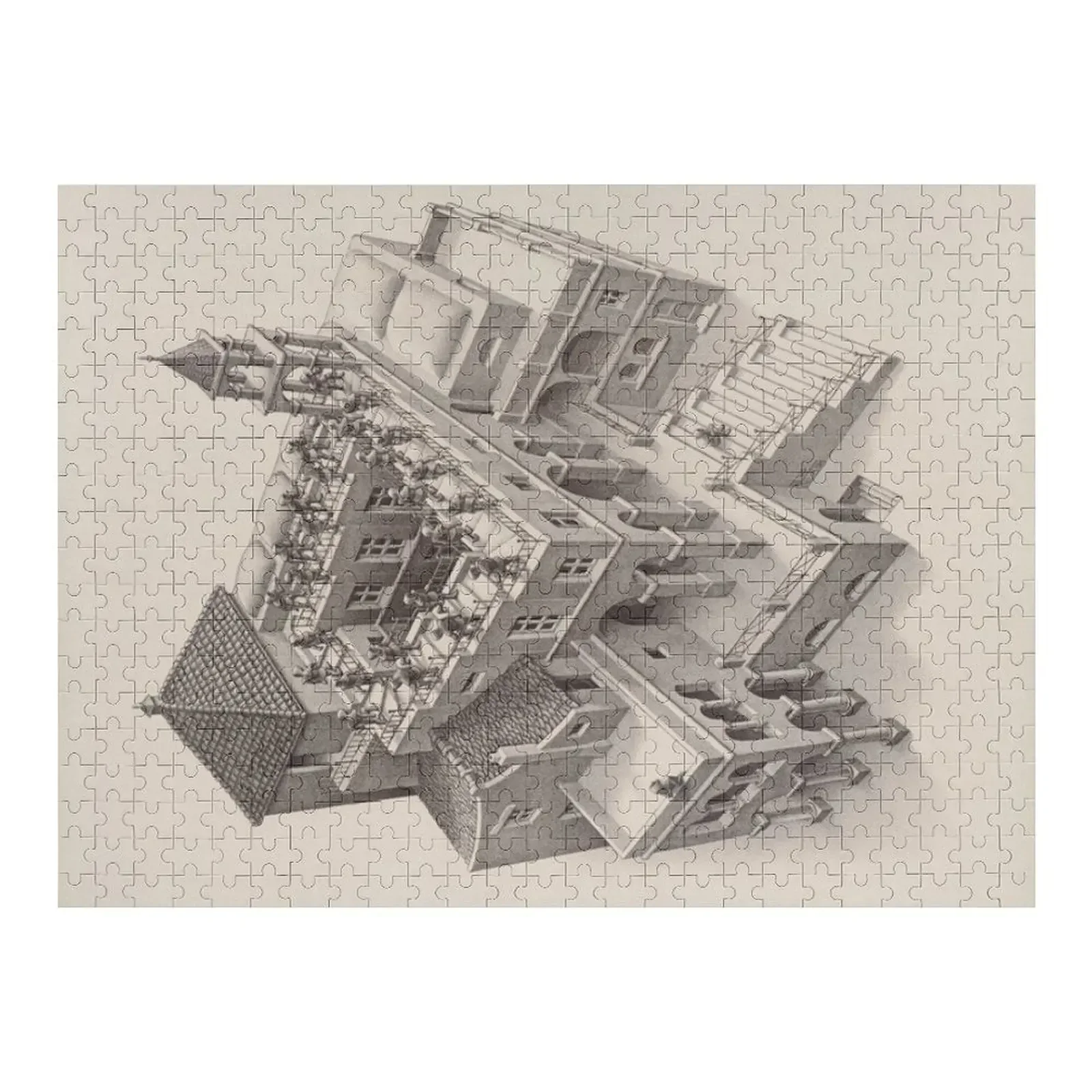 

M.C. Escher: восходящий и нисходящий пазл с деревянным именем, персонализированный с фото, деревянный пазл с именем