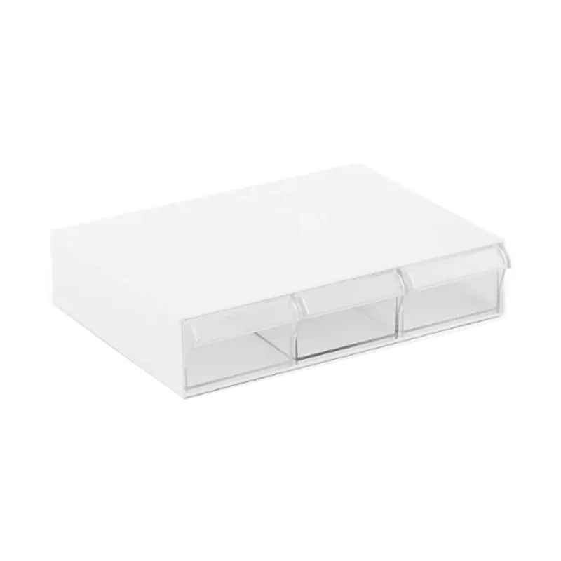 AA20-Desk Storage Box Desk Drawer Storage Box Student Desk Data Line Stationery Storage Box Office Supplies Short White + Transp