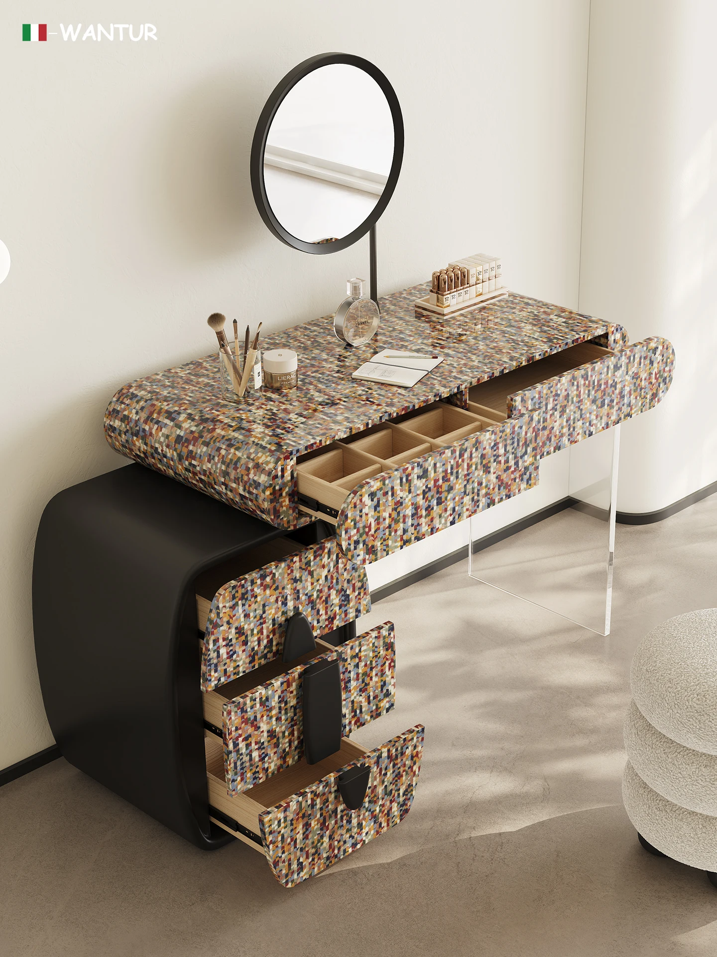 Modern Luxury Barber Station Styling Mirrors,Sleek Essential for Hair Beauty Salon Furniture