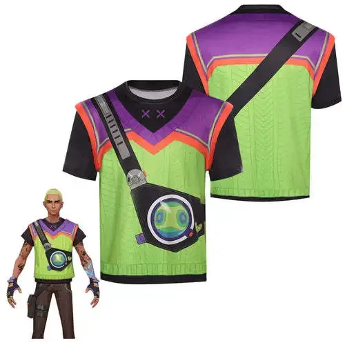 

Valorant Gekko Cosplay Costume T-shirt Summer Short Sleeve Shirt for Men Casual Top Outfit Halloween Carnival Party