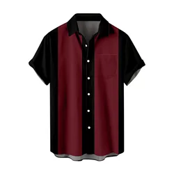 Camisa a cuadros para hombre, Blusa de manga corta a la moda, color rojo y negro, novedad de verano, 2024