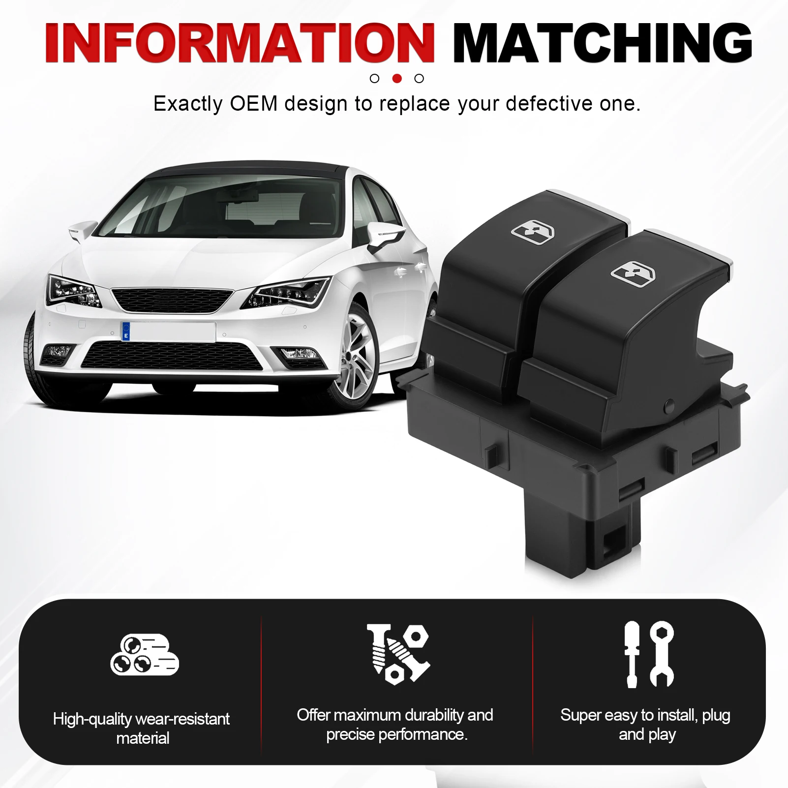 5G0959858A For Seat Leon Mk3 2014 5G0959858 Front Left Driver Side Electric Power Window Switch Control Double Button Console