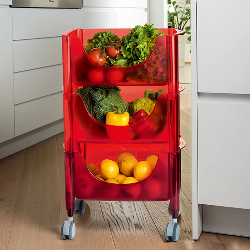 Vegetable Small Kitchen Trolley Shelf Utility Mobile Wheel Kitchen Trolley Storage Basket Carro Organizador Con Rueda Furniture