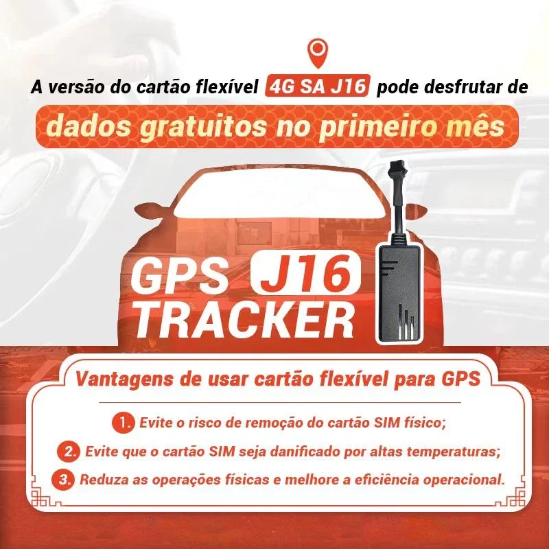 SinoTrack-J16 GPS Tracker, Dispositivo Localizador de Rastreamento em Tempo Real, Protocolo GT06 com Plataforma Livre e App Acc Alarm, 4G + 2G