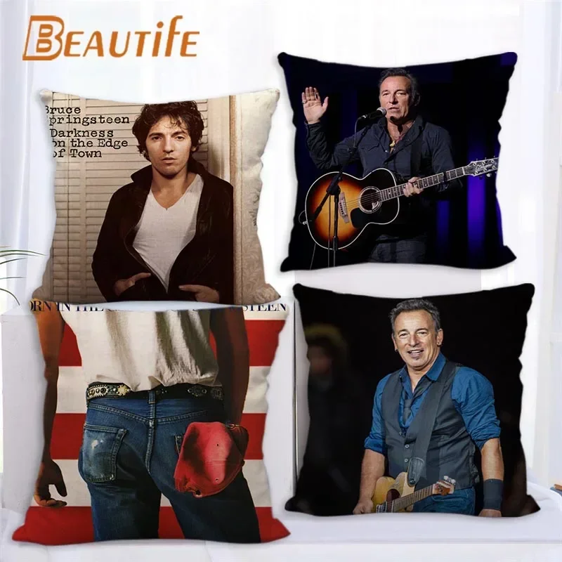 Custom Bruce Springsteen Pillowcase 45X45cm Wedding Decorative Eco-Friendly Cotton Linen Fabric Pillow Case