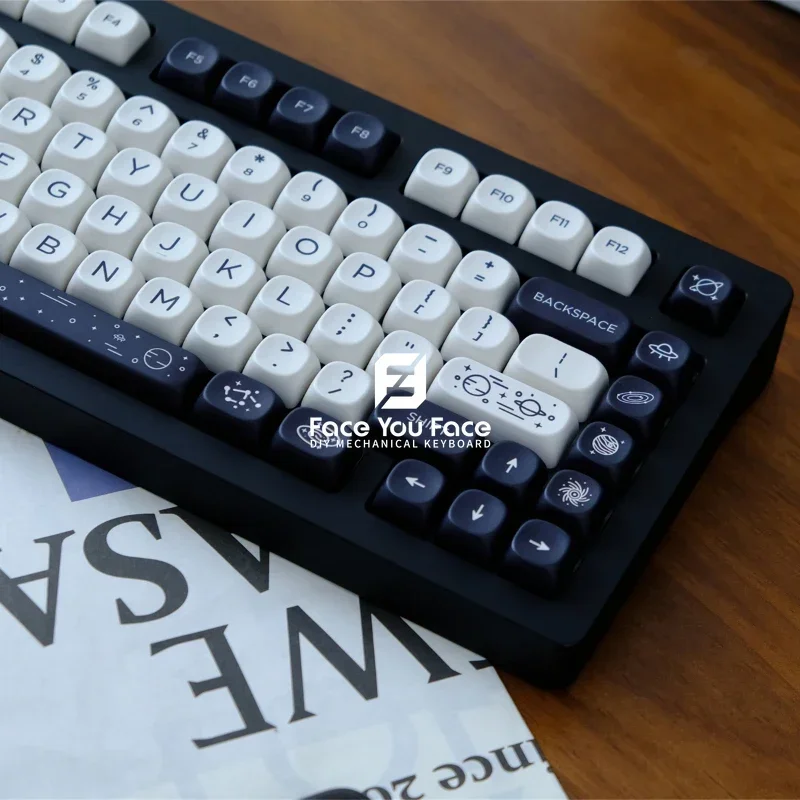 Imagem -06 - Tampa Chave Tema Galaxy 129 Teclas Gmk Moa Perfil Dye-sub Pbt Keycap com 1.75u 2u Shift para Teclado Mecânico mx Switch