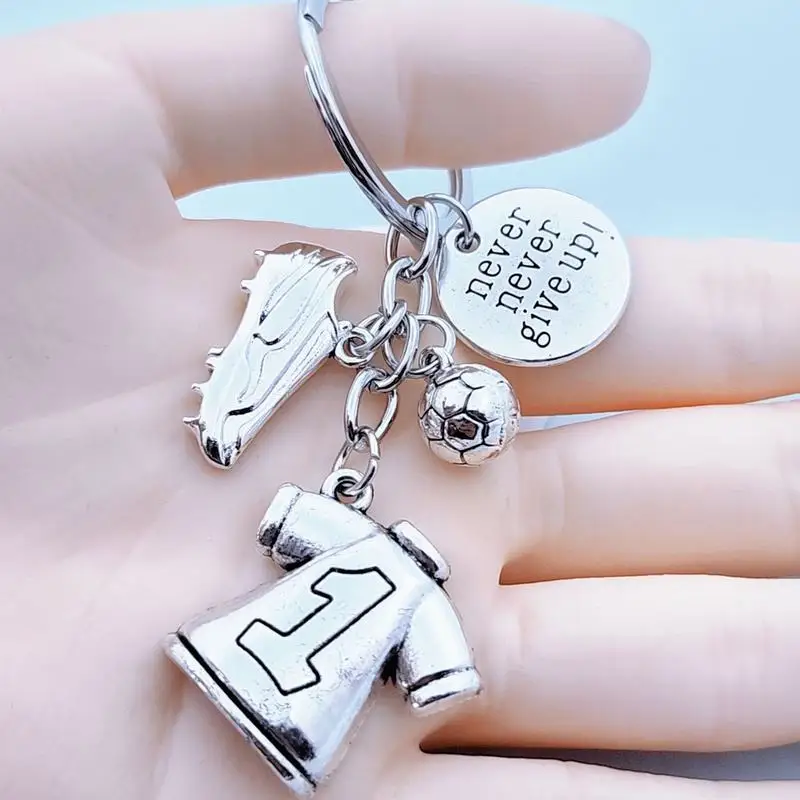 10 Pieces Never Give Up on My Love for Football Football Shoes Football Activities Souvenirs for Men Car Keychains