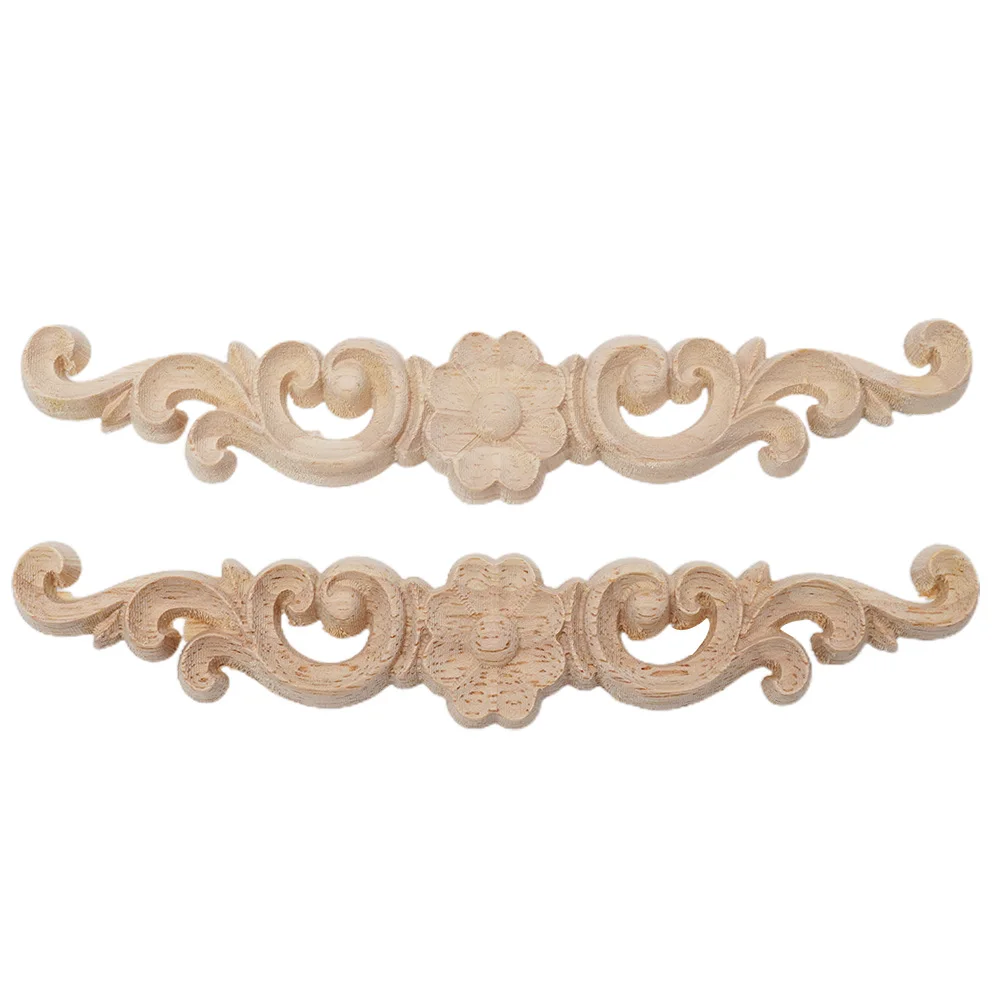 Horizontal Decals Applique 2Pcs Classical Flavor Furniture Home Decoration Mouldings Unpainted Exquisite Patterns