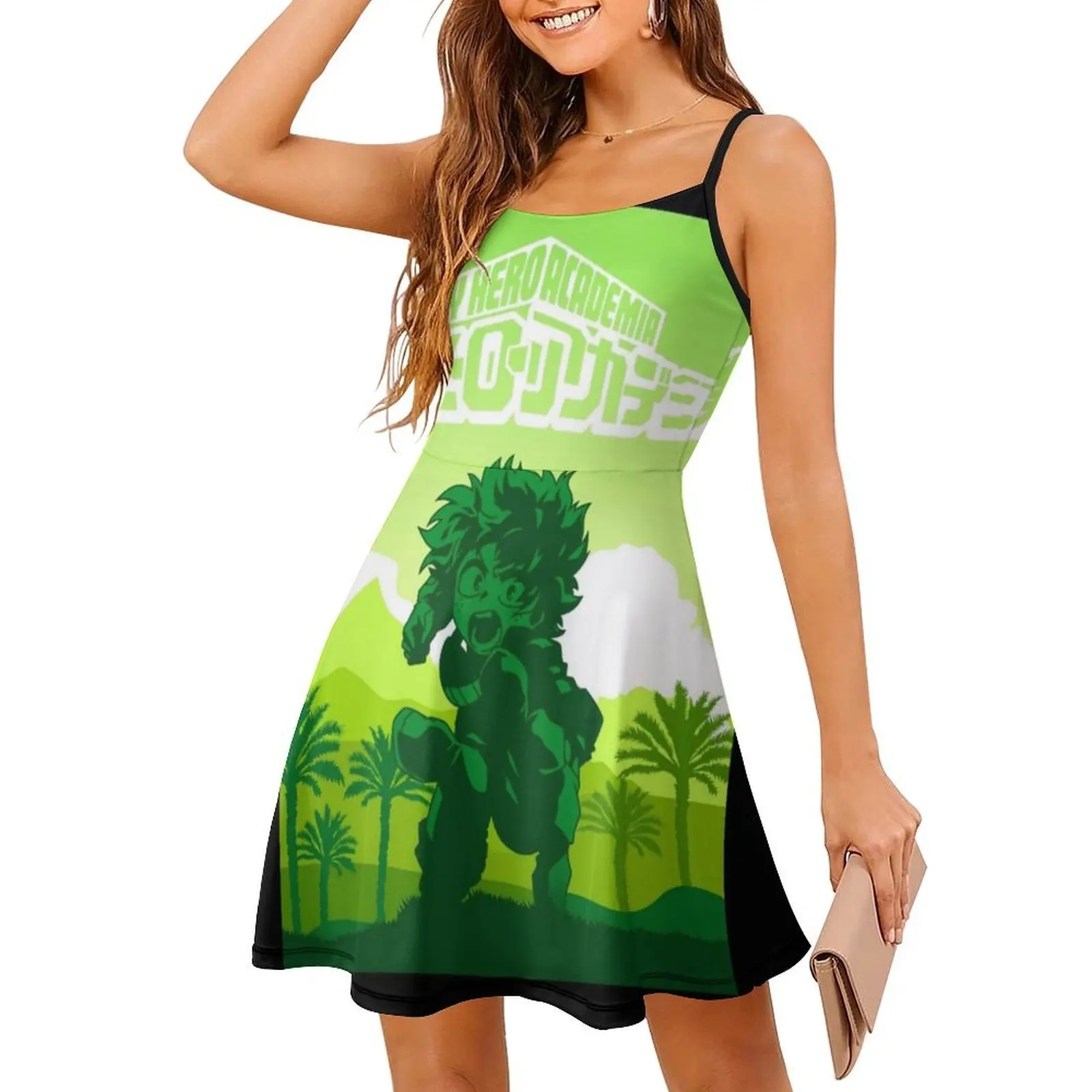 فستان Bakugo النسائي الهيب هوب ملابس الشارع الشهير جرافيك مطبوع للحفلات ملابس النادي Deku Deku Boku No Hero Deku فساتين نسائية أنيمي Deku #3