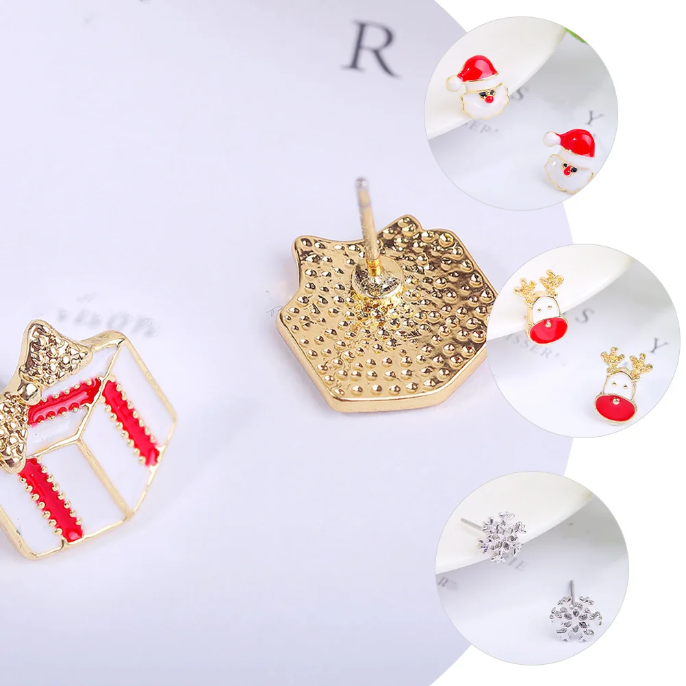 

12Pairs Christmas Earring Studs Alloy Set Diamond Embellished Lightweight Earrings for Women Holiday Party Christmas Jewelry